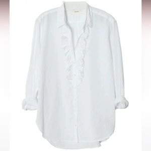 Xirena Ruffle White Button Down Shirt
